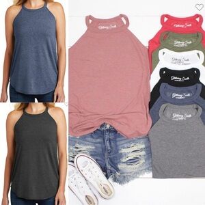 Set of 2 Glittering South Halter Tanks Size M Bundle Green and Gray